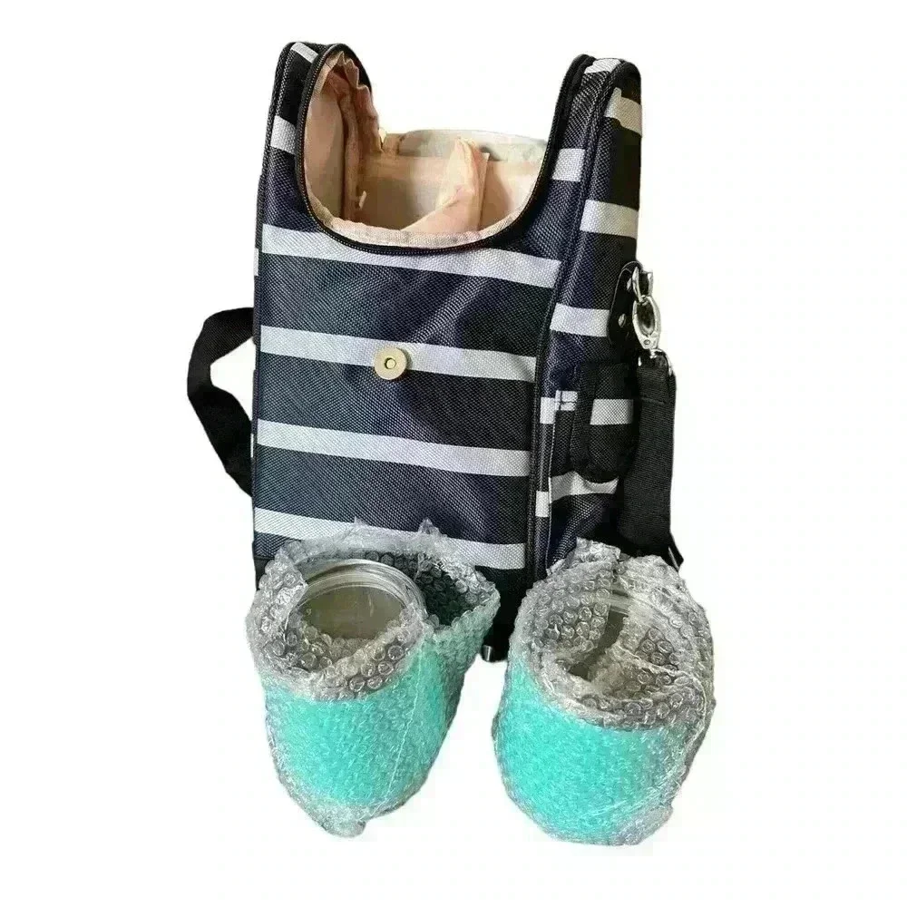 NWOT Savvy Outdoors Wine Tote Bag with Stemless Wine Glasses
